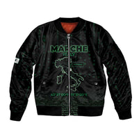 Personalized Italy Marche Sleeve Zip Bomber Jacket Map And Coordinates Code