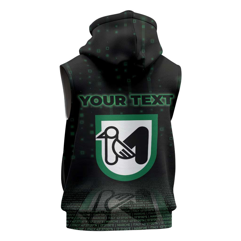 Personalized Italy Marche Sleeveless Hoodie Map And Coordinates Code