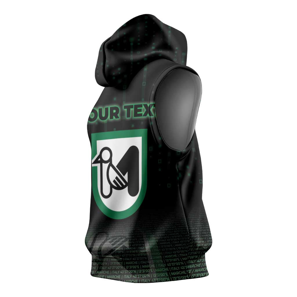 Personalized Italy Marche Sleeveless Hoodie Map And Coordinates Code