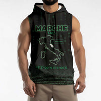 Personalized Italy Marche Sleeveless Hoodie Map And Coordinates Code