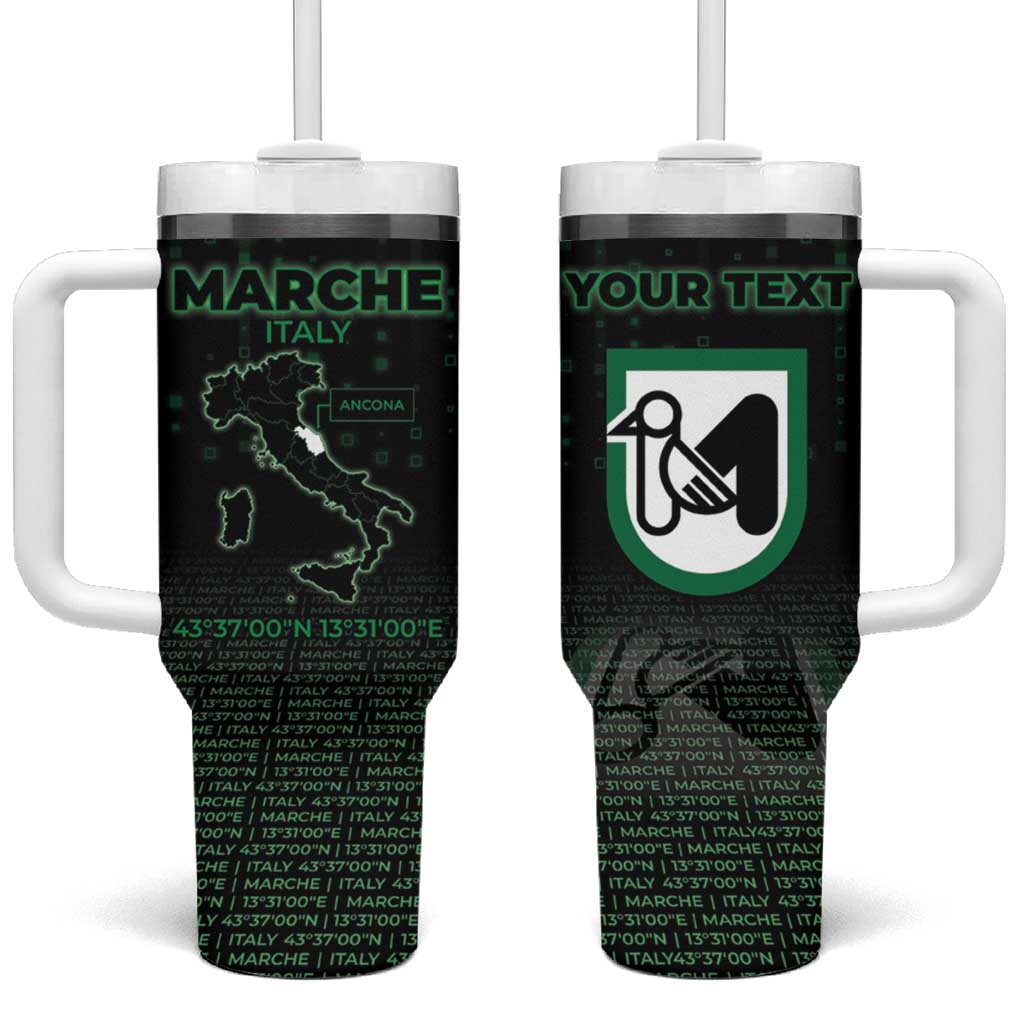 Personalized Italy Marche Tumbler With Handle Map And Coordinates Code