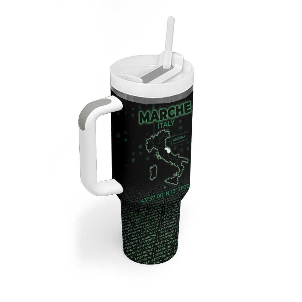 Personalized Italy Marche Tumbler With Handle Map And Coordinates Code