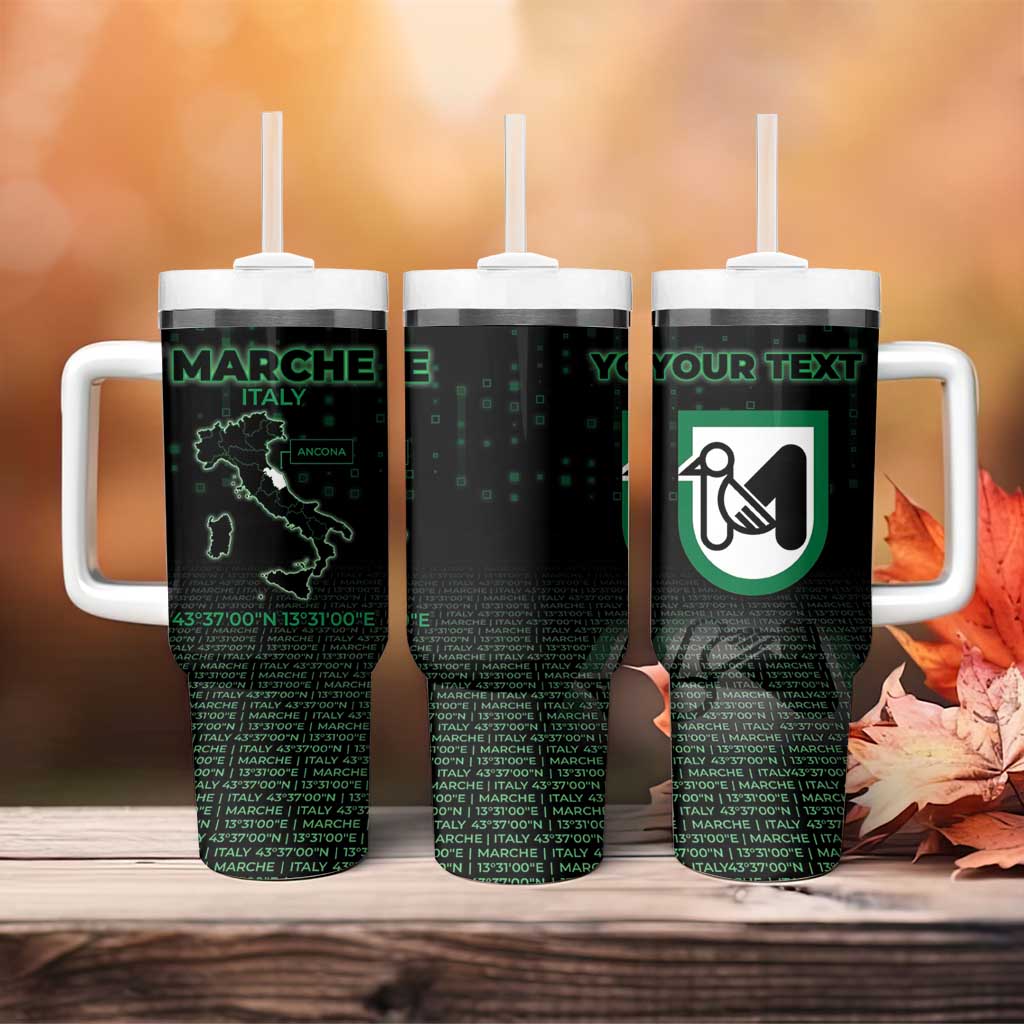 Personalized Italy Marche Tumbler With Handle Map And Coordinates Code
