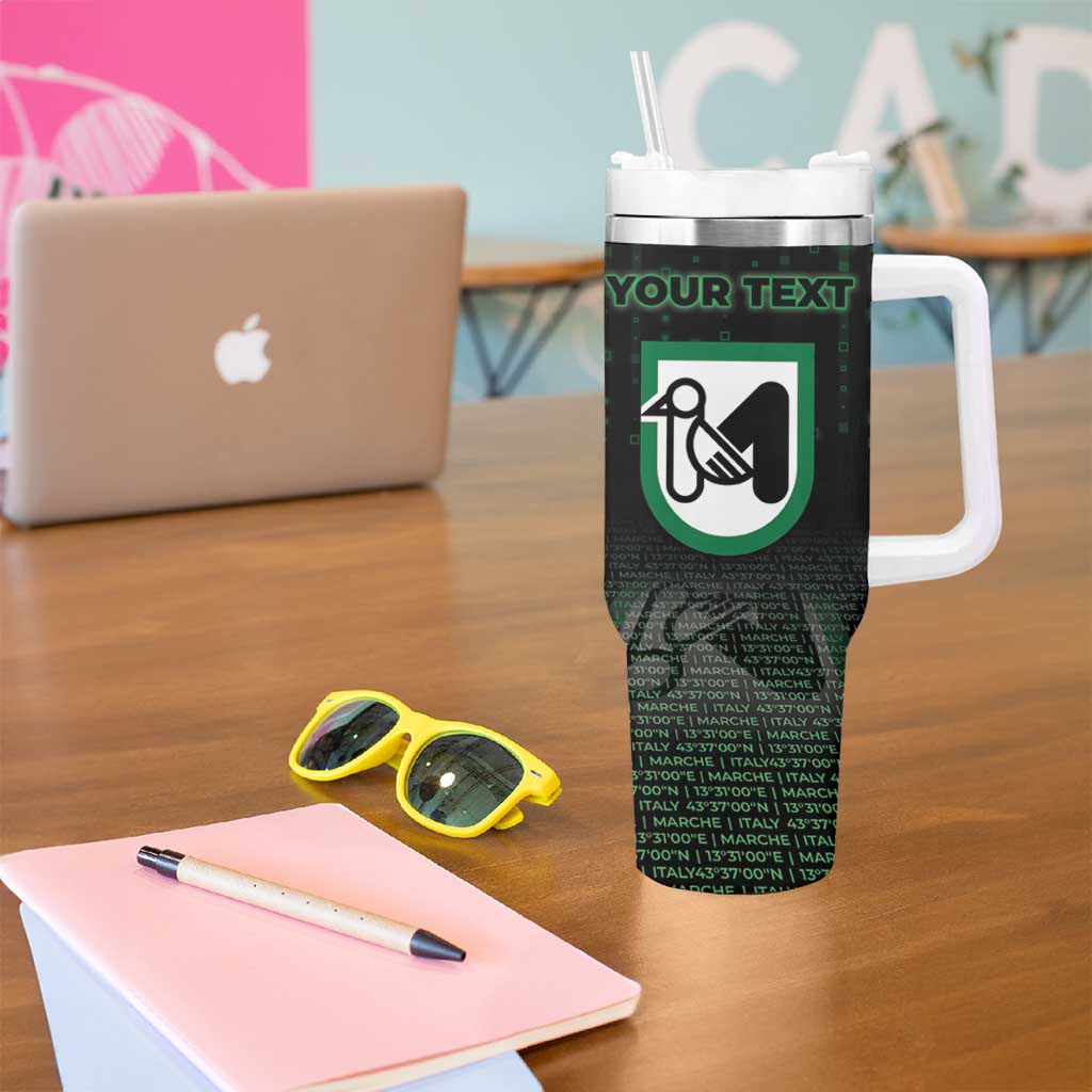 Personalized Italy Marche Tumbler With Handle Map And Coordinates Code
