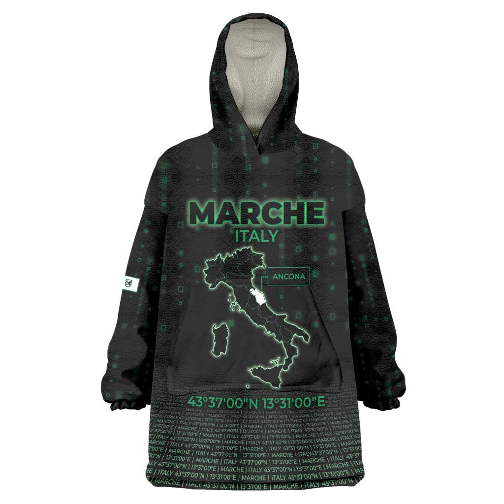 Personalized Italy Marche Wearable Blanket Hoodie Map And Coordinates Code