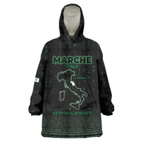 Personalized Italy Marche Wearable Blanket Hoodie Map And Coordinates Code