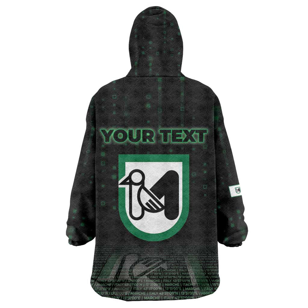 Personalized Italy Marche Wearable Blanket Hoodie Map And Coordinates Code