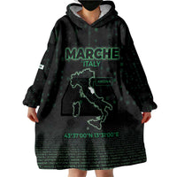 Personalized Italy Marche Wearable Blanket Hoodie Map And Coordinates Code