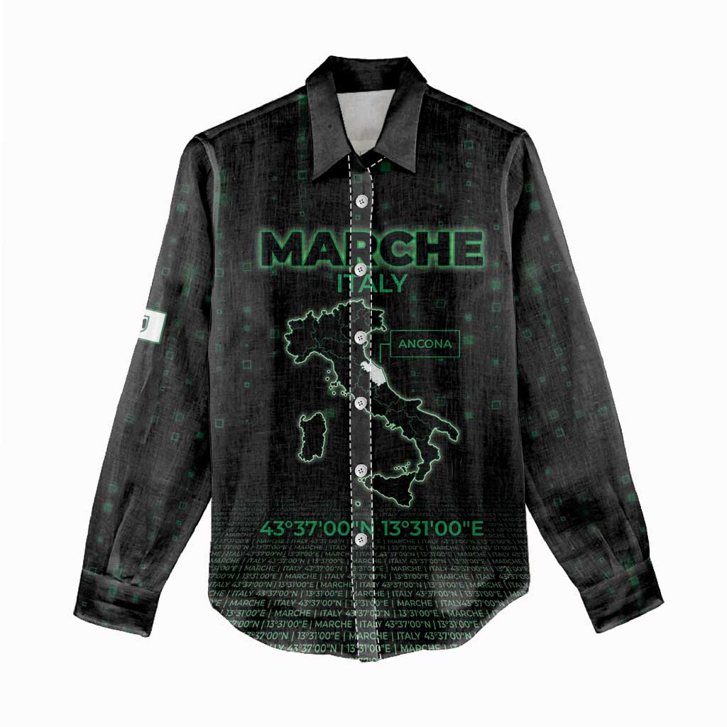 Personalized Italy Marche Women Casual Shirt Map And Coordinates Code