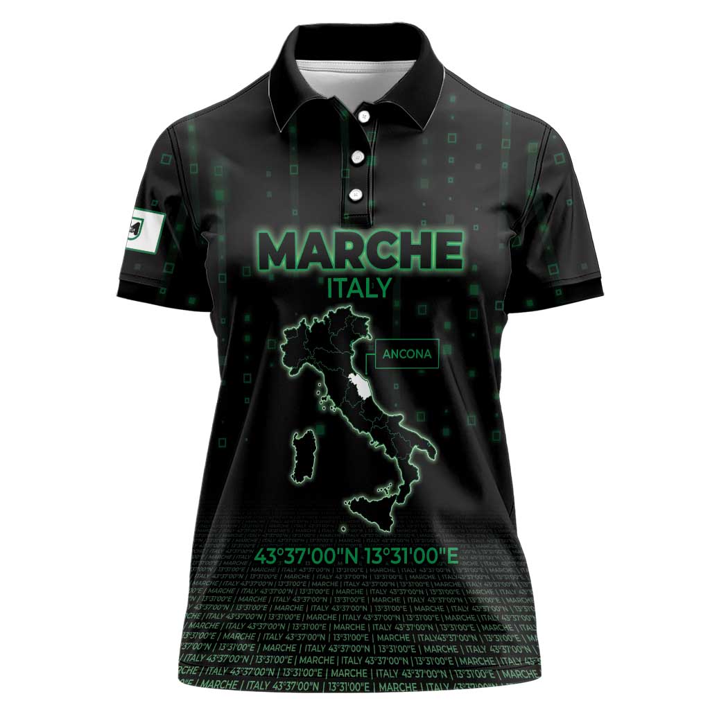 Personalized Italy Marche Women Polo Shirt Map And Coordinates Code
