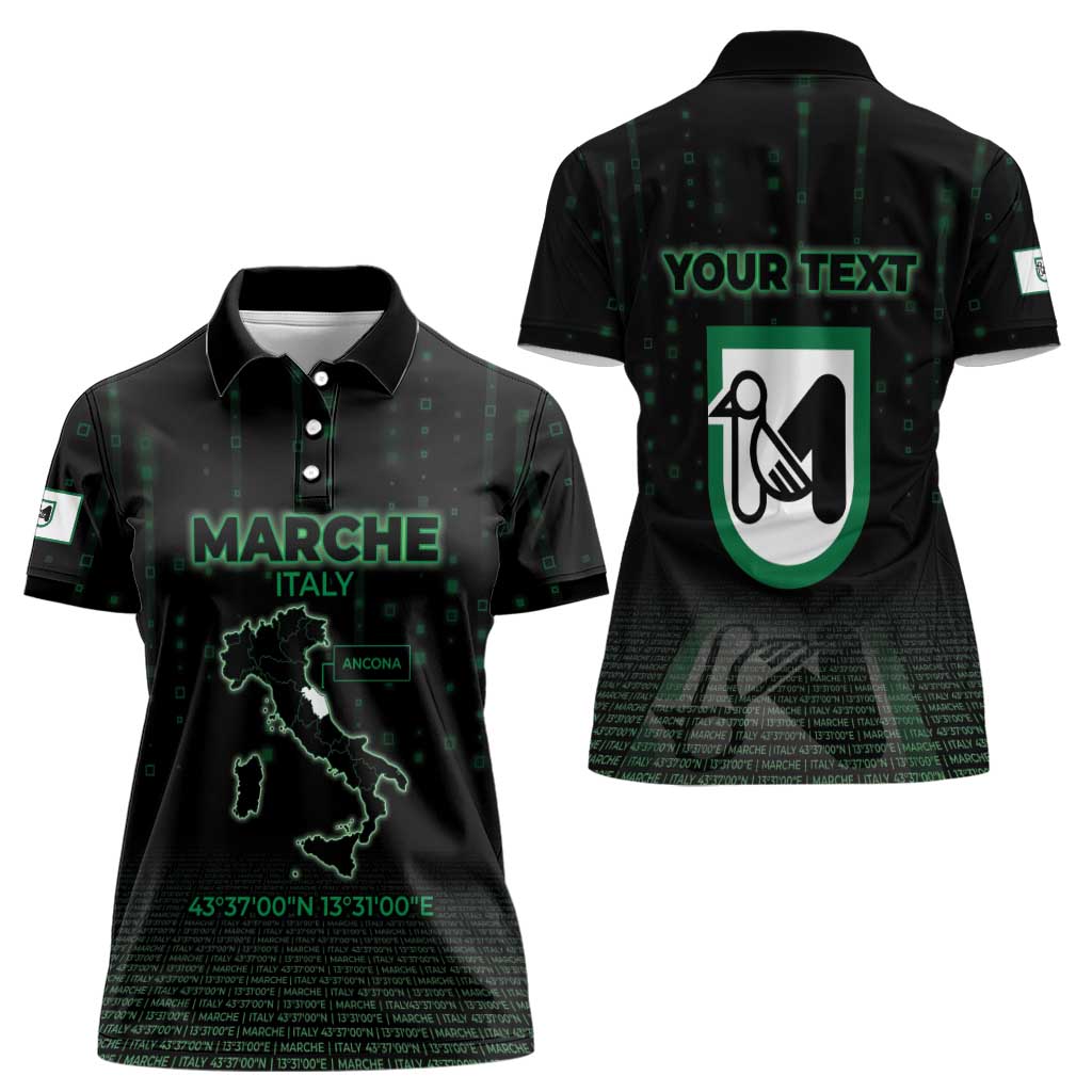 Personalized Italy Marche Women Polo Shirt Map And Coordinates Code