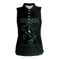 Personalized Italy Marche Women Sleeveless Polo Shirt Map And Coordinates Code