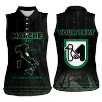Personalized Italy Marche Women Sleeveless Polo Shirt Map And Coordinates Code