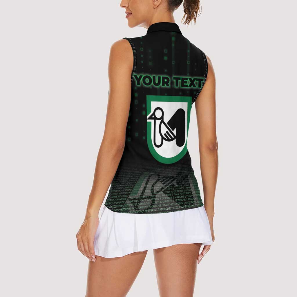 Personalized Italy Marche Women Sleeveless Polo Shirt Map And Coordinates Code