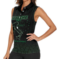 Personalized Italy Marche Women Sleeveless Polo Shirt Map And Coordinates Code