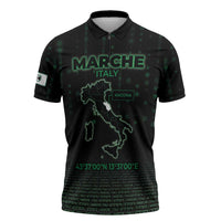 Personalized Italy Marche Zipper Polo Shirt Map And Coordinates Code