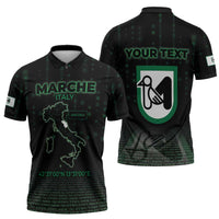 Personalized Italy Marche Zipper Polo Shirt Map And Coordinates Code