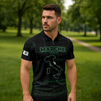 Personalized Italy Marche Zipper Polo Shirt Map And Coordinates Code