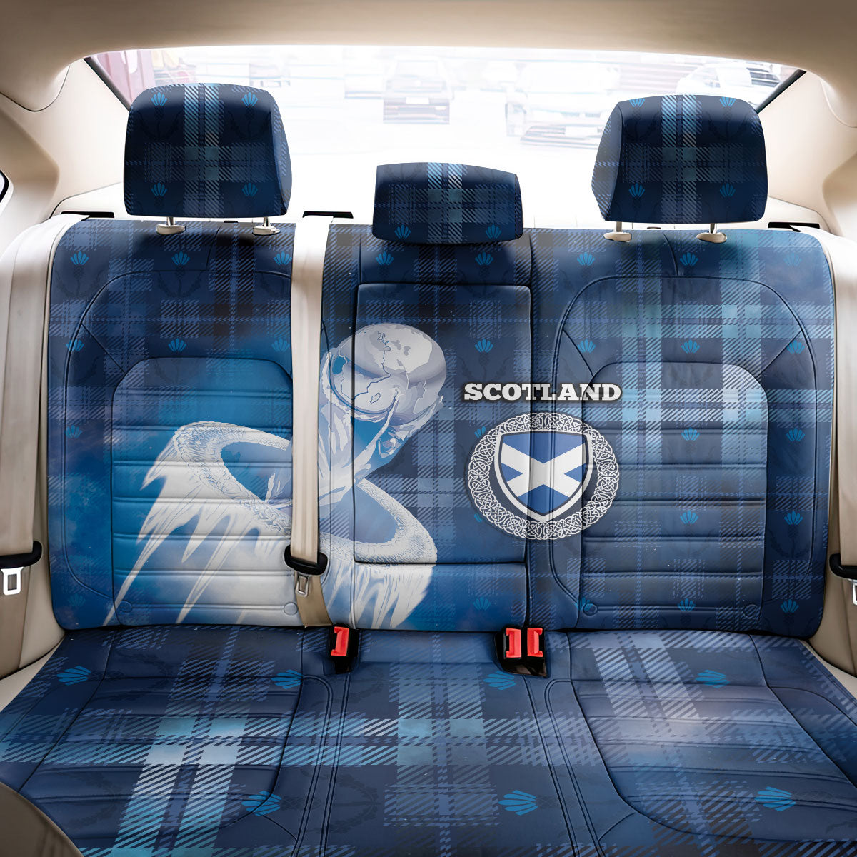 Scotland Football Back Car Seat Cover Ice Hole Celtic Thistle Tartan Flower Patterns
