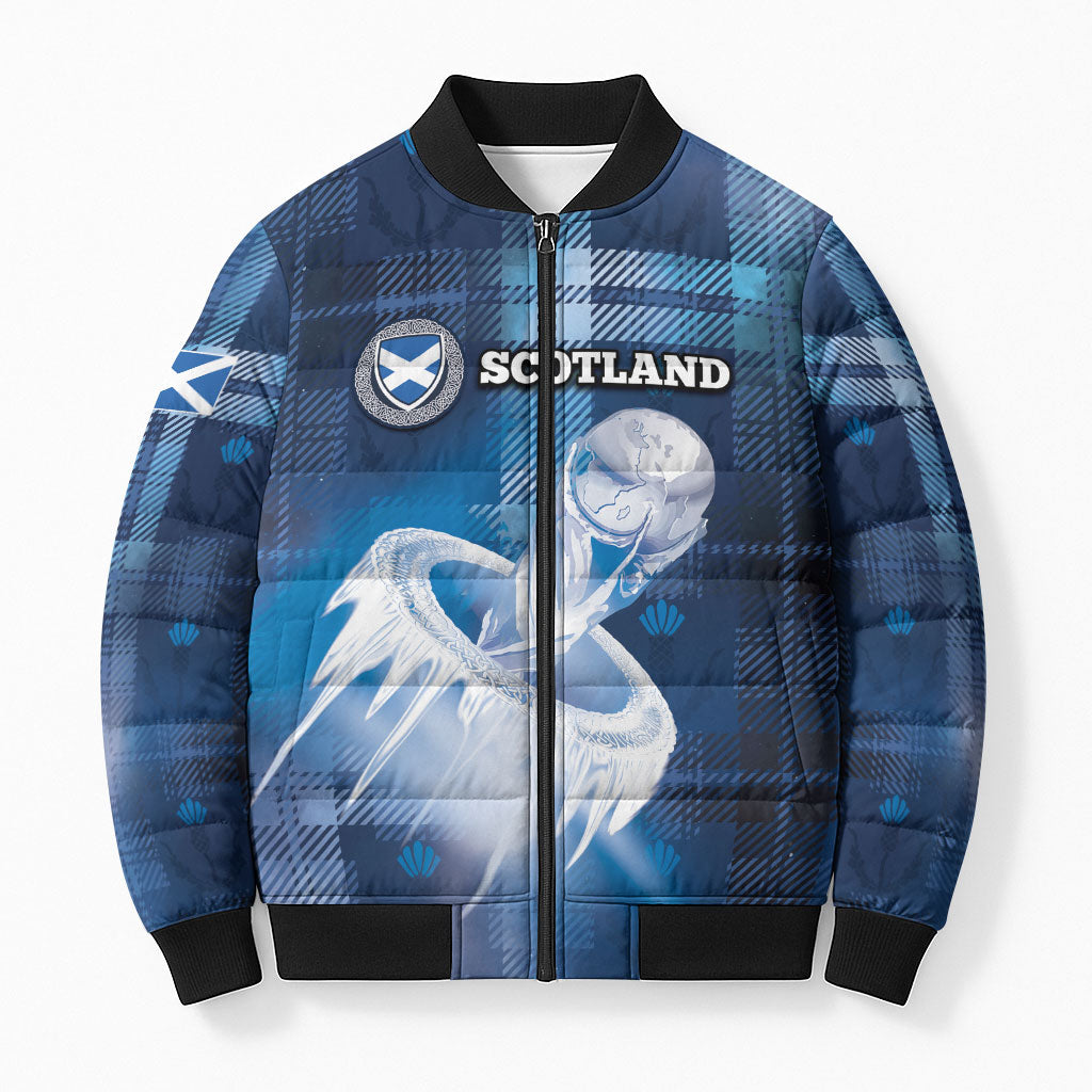 Custom Scotland Football Bomber Puffer Jacket Ice Hole Celtic Thistle Tartan Flower Patterns
