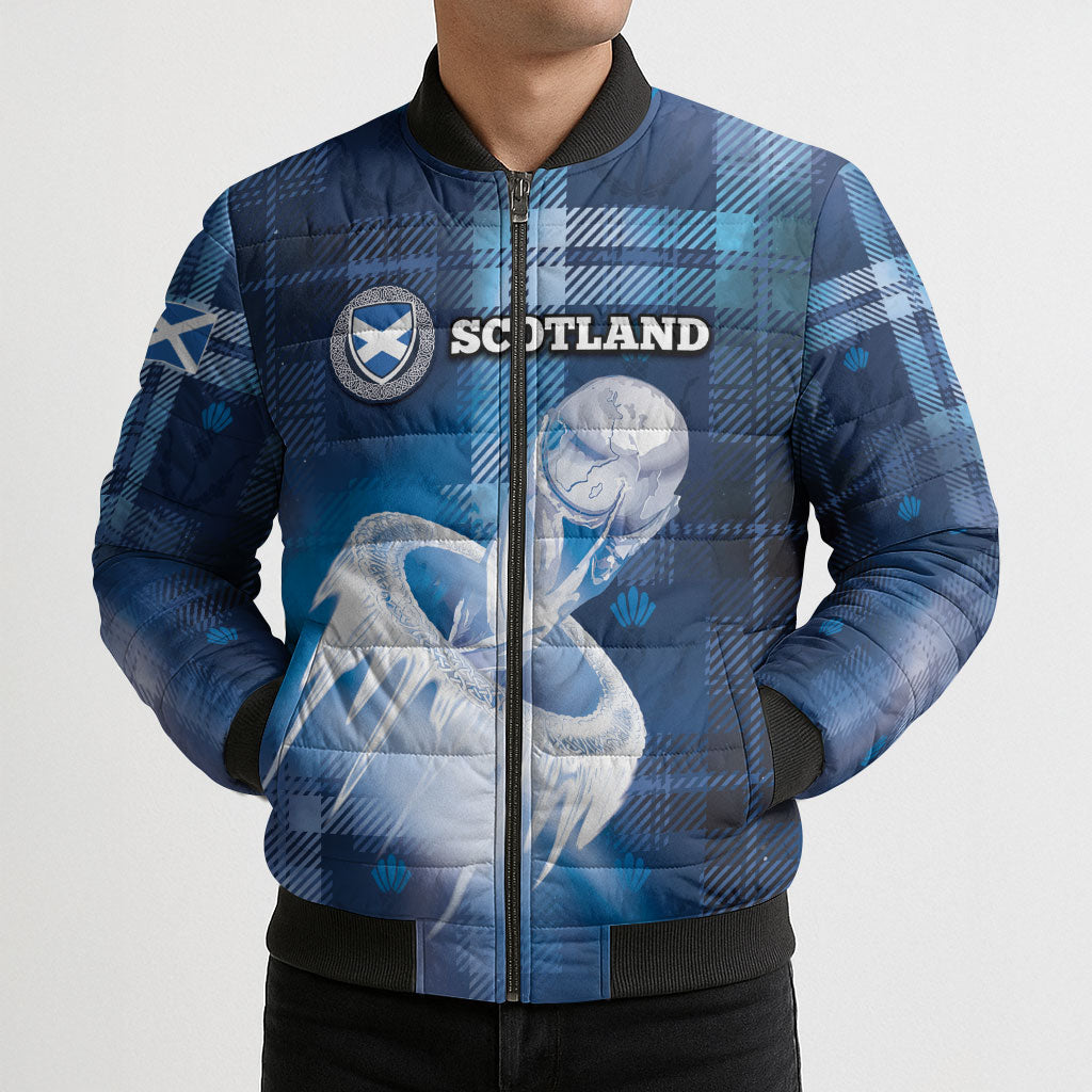 Custom Scotland Football Bomber Puffer Jacket Ice Hole Celtic Thistle Tartan Flower Patterns