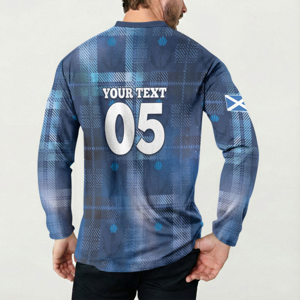 Custom Scotland Football Button Sweatshirt Ice Hole Celtic Thistle Tartan Flower Patterns