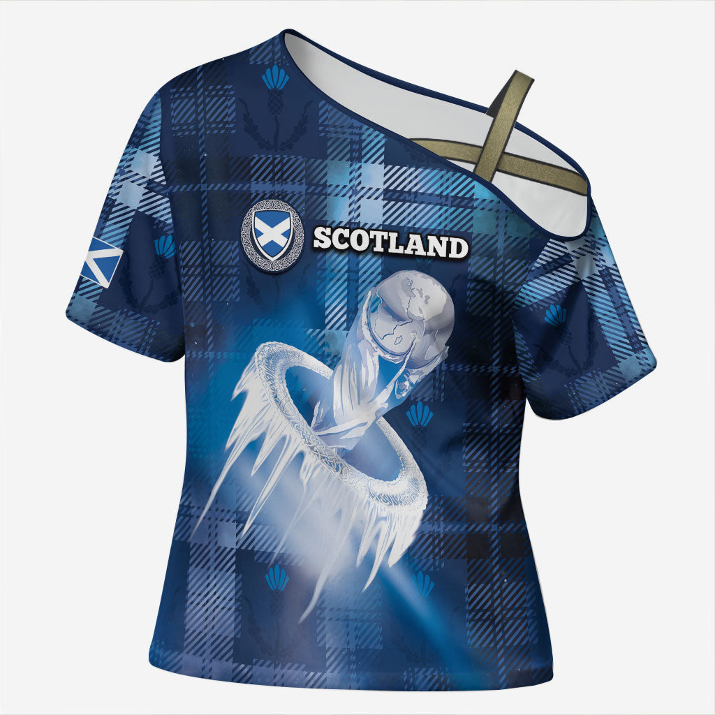 Custom Scotland Football Cross Shoulder Shirt Ice Hole Celtic Thistle Tartan Flower Patterns