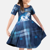 Custom Scotland Football Kid Short Sleeve Dress Ice Hole Celtic Thistle Tartan Flower Patterns