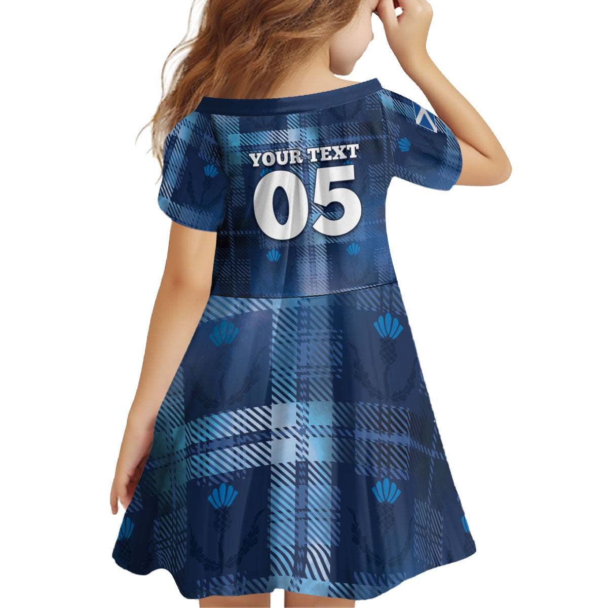Custom Scotland Football Kid Short Sleeve Dress Ice Hole Celtic Thistle Tartan Flower Patterns