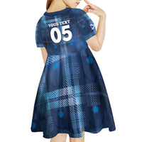 Custom Scotland Football Kid Short Sleeve Dress Ice Hole Celtic Thistle Tartan Flower Patterns