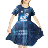 Custom Scotland Football Kid Short Sleeve Dress Ice Hole Celtic Thistle Tartan Flower Patterns