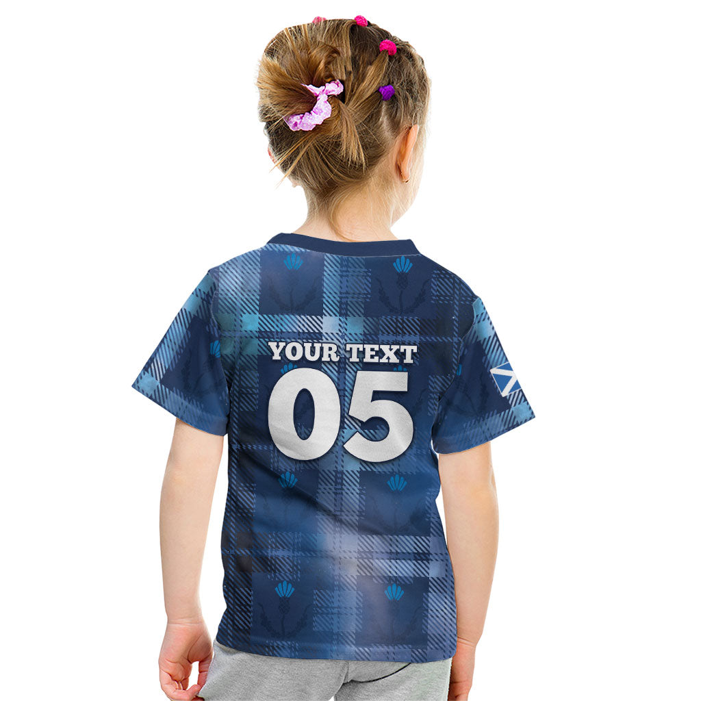 Custom Scotland Football Kid T Shirt Ice Hole Celtic Thistle Tartan Flower Patterns