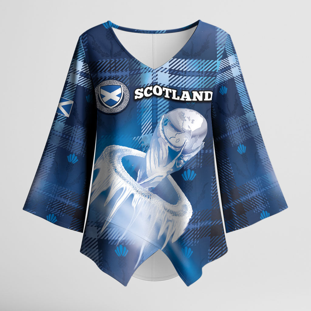 Custom Scotland Football Kimono Sleeve Blouse Ice Hole Celtic Thistle Tartan Flower Patterns