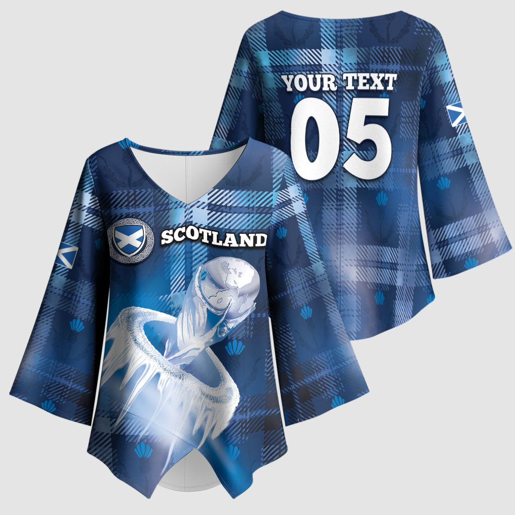 Custom Scotland Football Kimono Sleeve Blouse Ice Hole Celtic Thistle Tartan Flower Patterns