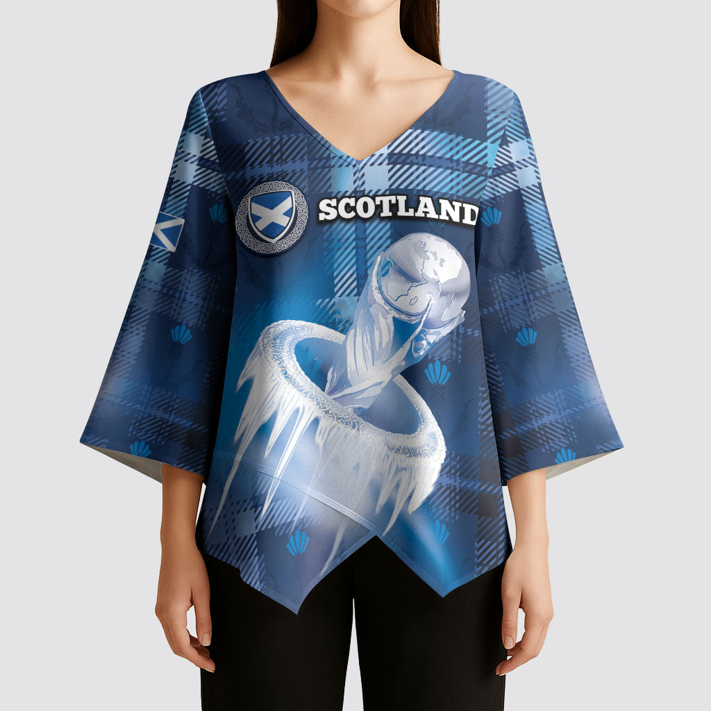 Custom Scotland Football Kimono Sleeve Blouse Ice Hole Celtic Thistle Tartan Flower Patterns