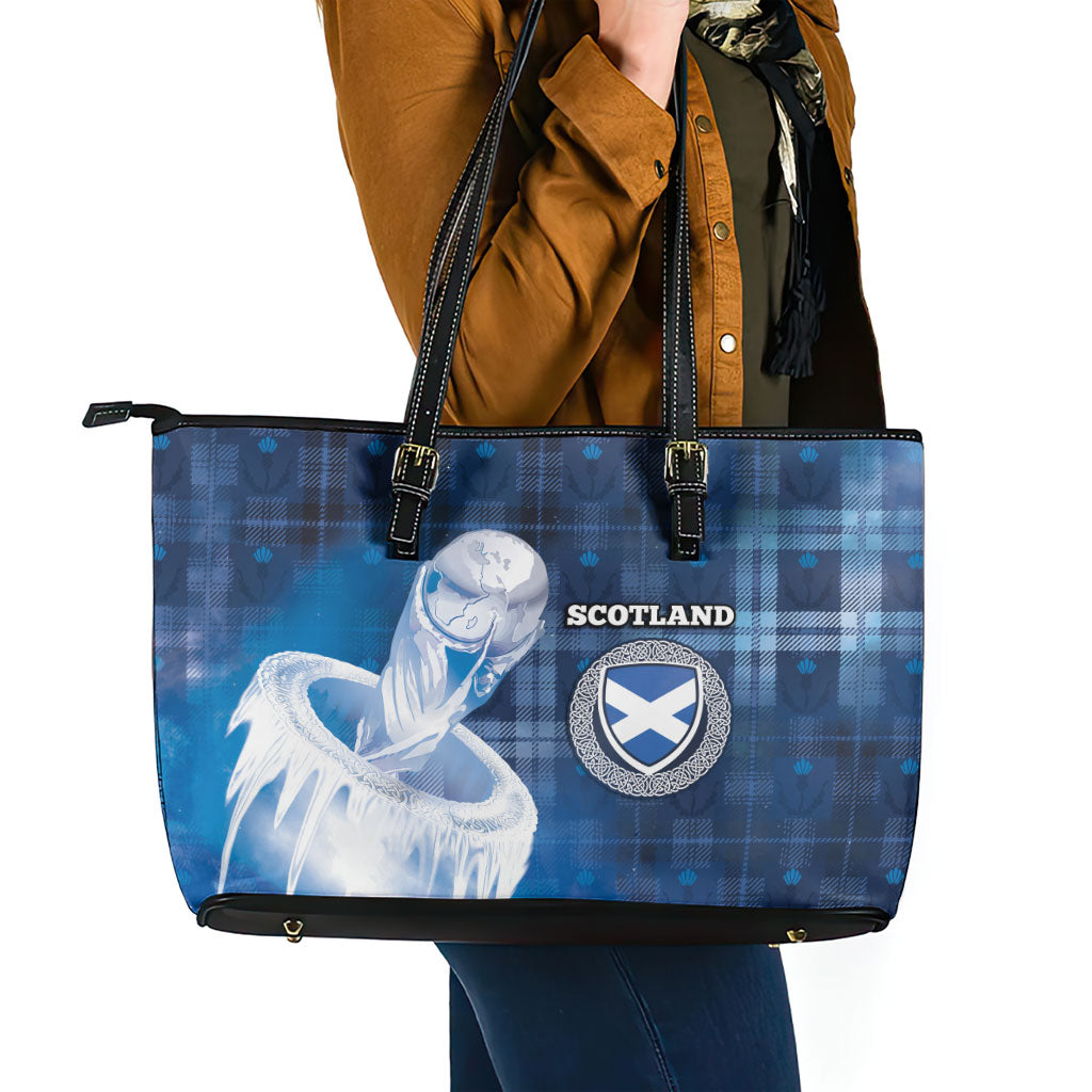 Scotland Football Leather Tote Bag Ice Hole Celtic Thistle Tartan Flower Patterns