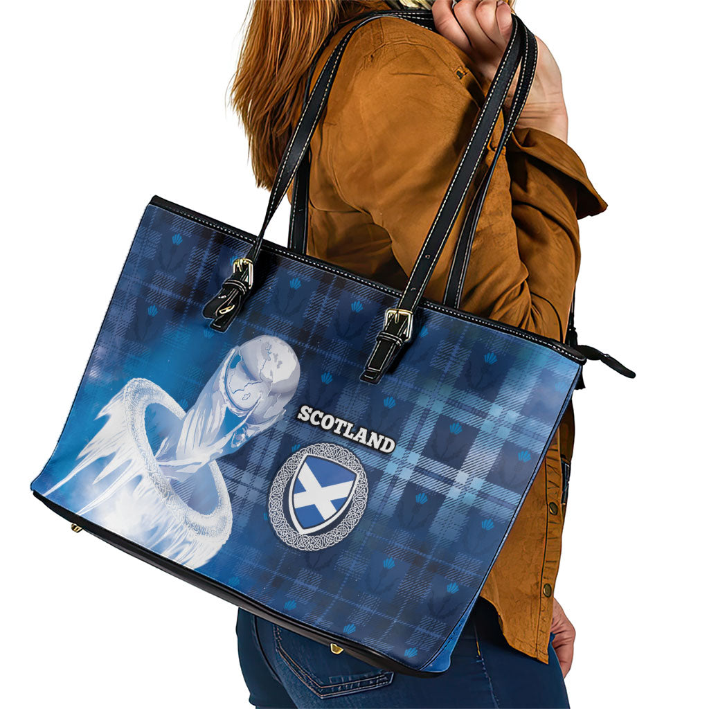 Scotland Football Leather Tote Bag Ice Hole Celtic Thistle Tartan Flower Patterns