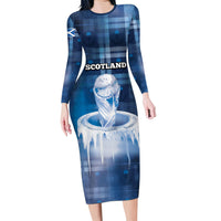 Custom Scotland Football Long Sleeve Bodycon Dress Ice Hole Celtic Thistle Tartan Flower Patterns