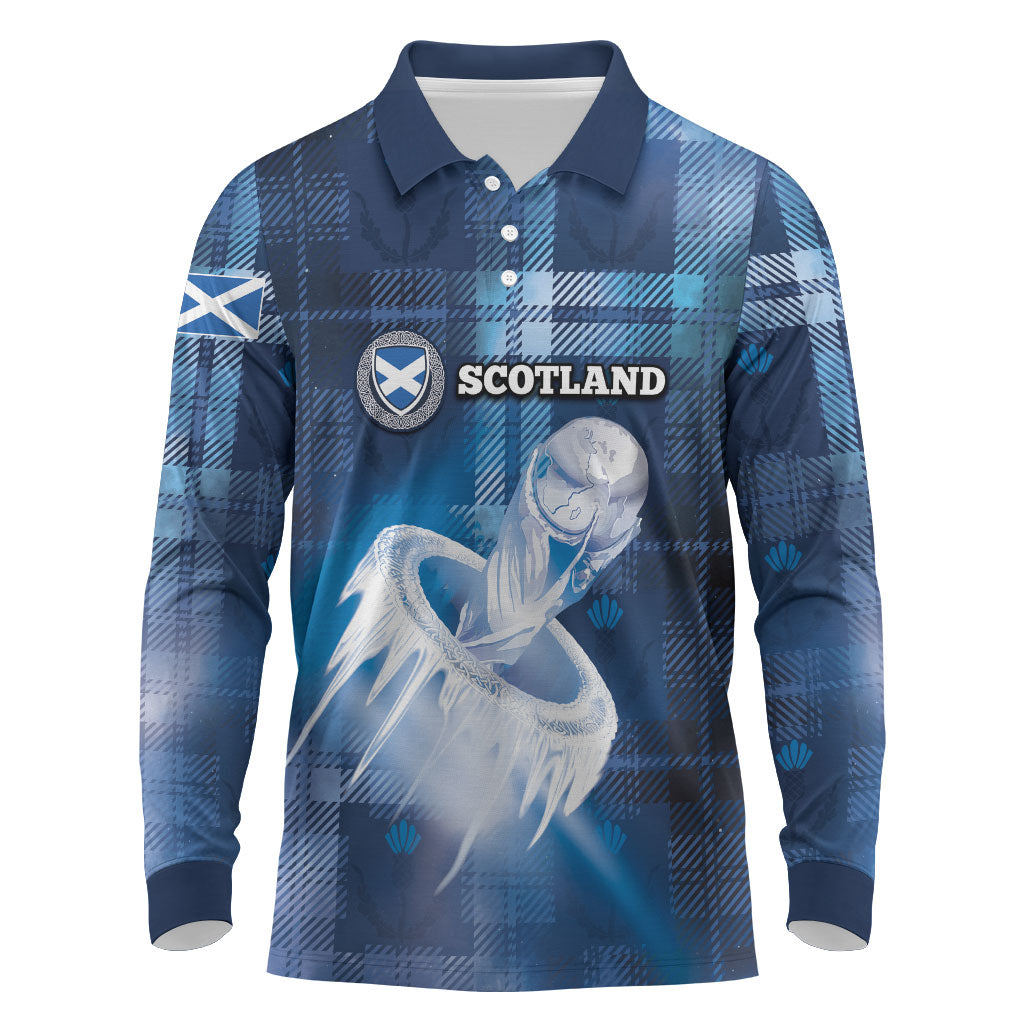 Custom Scotland Football Long Sleeve Polo Shirt Ice Hole Celtic Thistle Tartan Flower Patterns