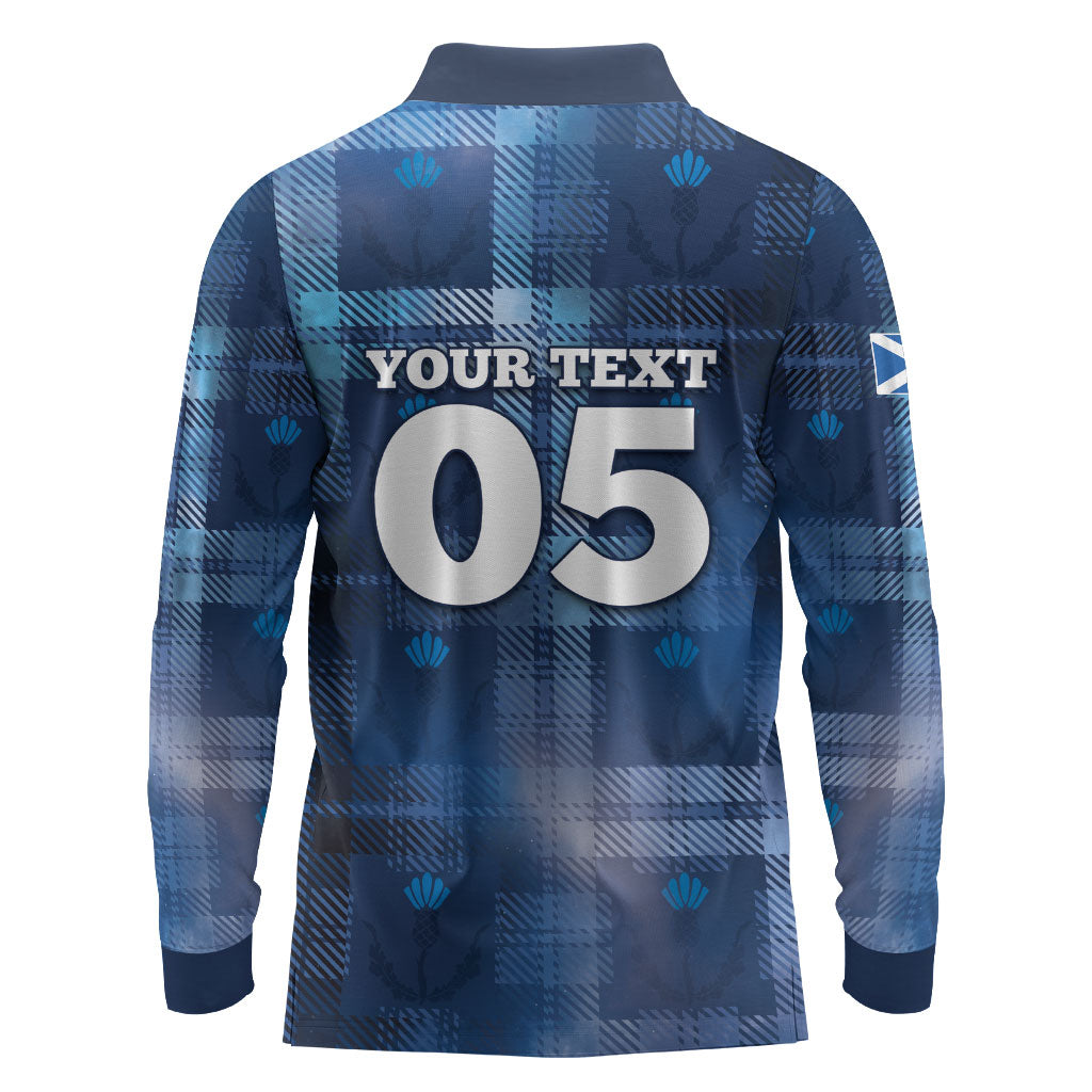 Custom Scotland Football Long Sleeve Polo Shirt Ice Hole Celtic Thistle Tartan Flower Patterns