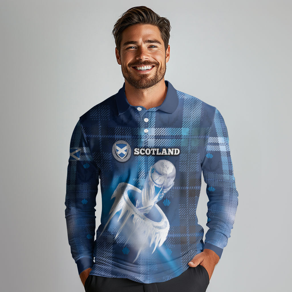 Custom Scotland Football Long Sleeve Polo Shirt Ice Hole Celtic Thistle Tartan Flower Patterns