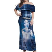 Custom Scotland Football Off Shoulder Maxi Dress Ice Hole Celtic Thistle Tartan Flower Patterns