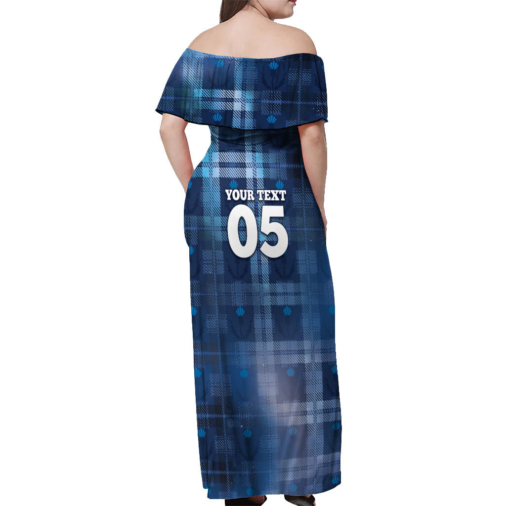 Custom Scotland Football Off Shoulder Maxi Dress Ice Hole Celtic Thistle Tartan Flower Patterns
