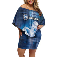 Custom Scotland Football Off Shoulder Short Dress Ice Hole Celtic Thistle Tartan Flower Patterns