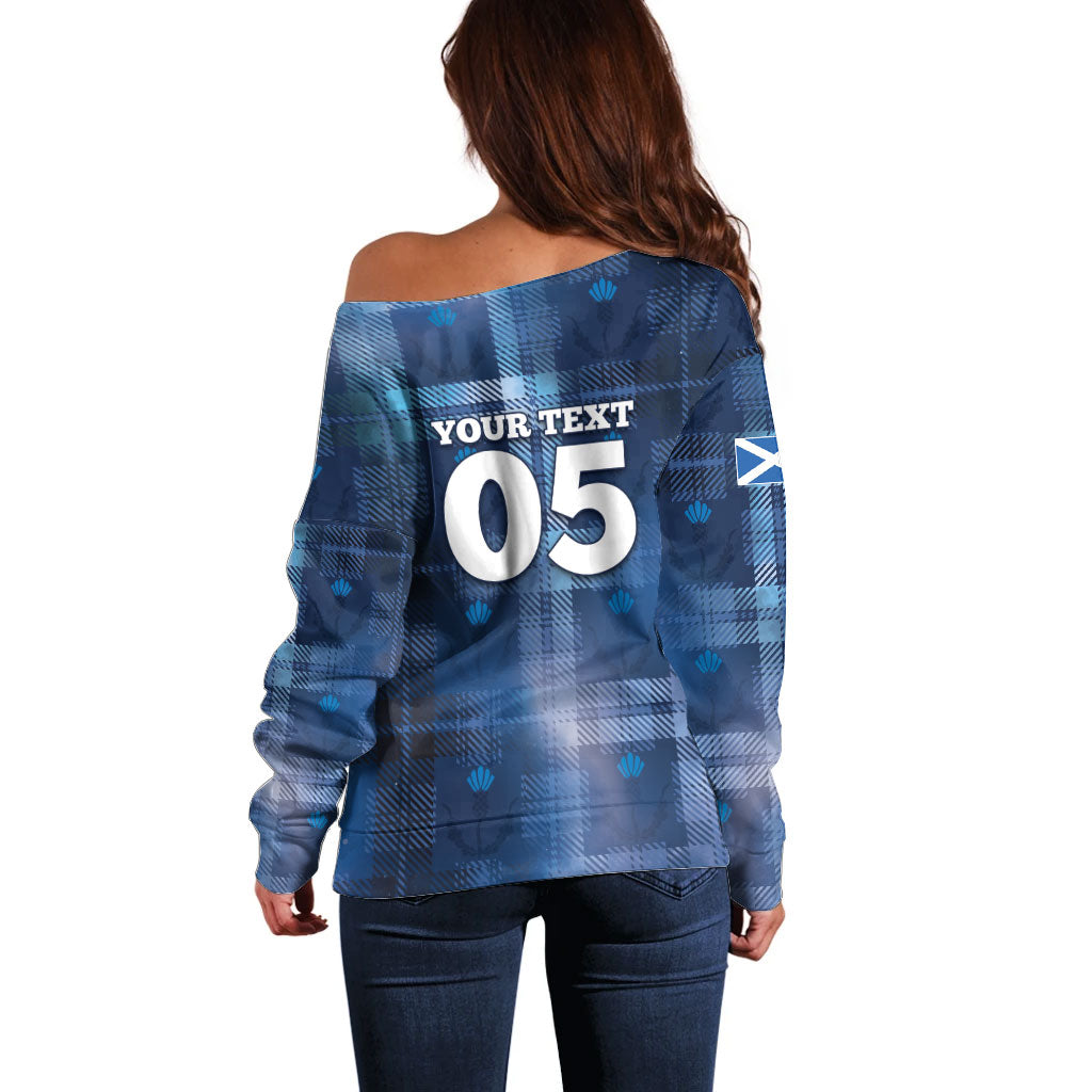 Custom Scotland Football Off Shoulder Sweater Ice Hole Celtic Thistle Tartan Flower Patterns
