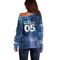 Custom Scotland Football Off Shoulder Sweater Ice Hole Celtic Thistle Tartan Flower Patterns