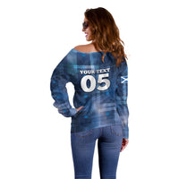 Custom Scotland Football Off Shoulder Sweater Ice Hole Celtic Thistle Tartan Flower Patterns