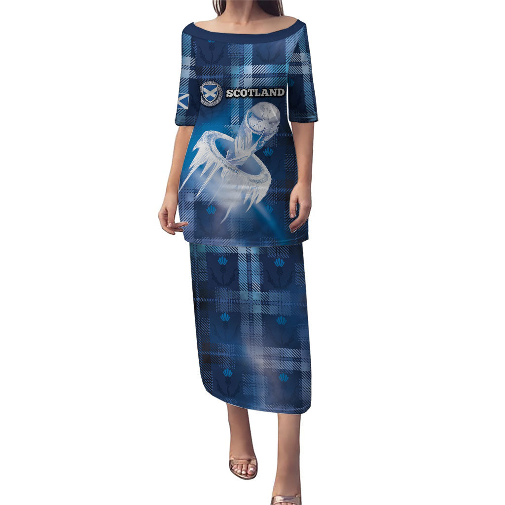 Custom Scotland Football Puletasi Ice Hole Celtic Thistle Tartan Flower Patterns