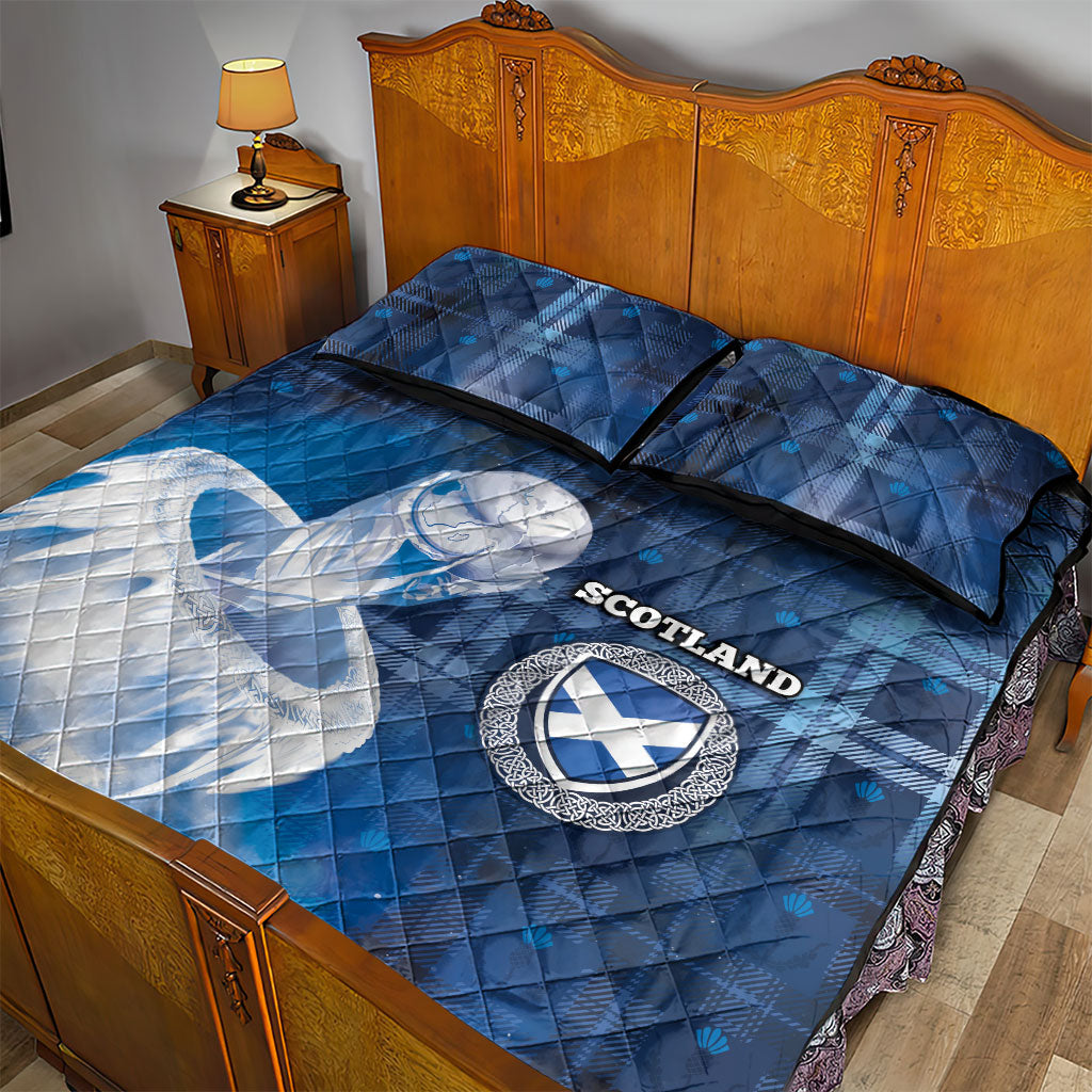 Scotland Football Quilt Bed Set Ice Hole Celtic Thistle Tartan Flower Patterns