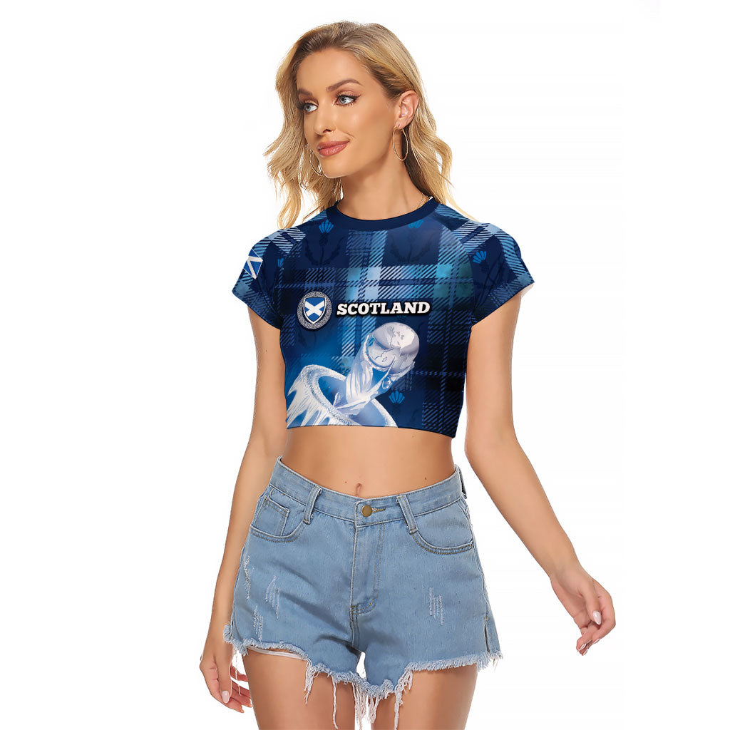 Custom Scotland Football Raglan Cropped T Shirt Ice Hole Celtic Thistle Tartan Flower Patterns